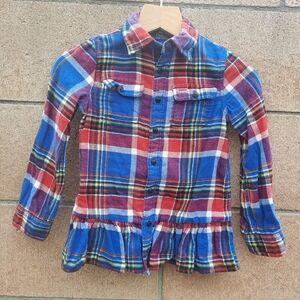 Polo Ralph Lauren Mountain Equipment A-line Plaid Flannel Shirt Size 5 Blue Red